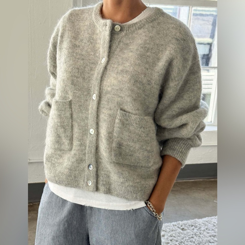 Light Gray Women's Button-Front Cardigan Jacket
